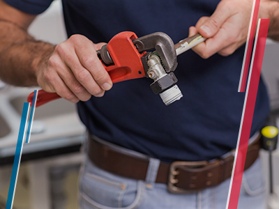 Asistencia negocio plomería Hombre apretando tubo