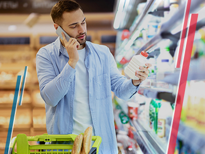 Asistencia Información de comercios Hombre de compras