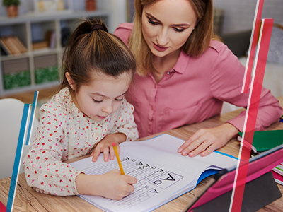 Profesor a domicilio Niña con madre profesora